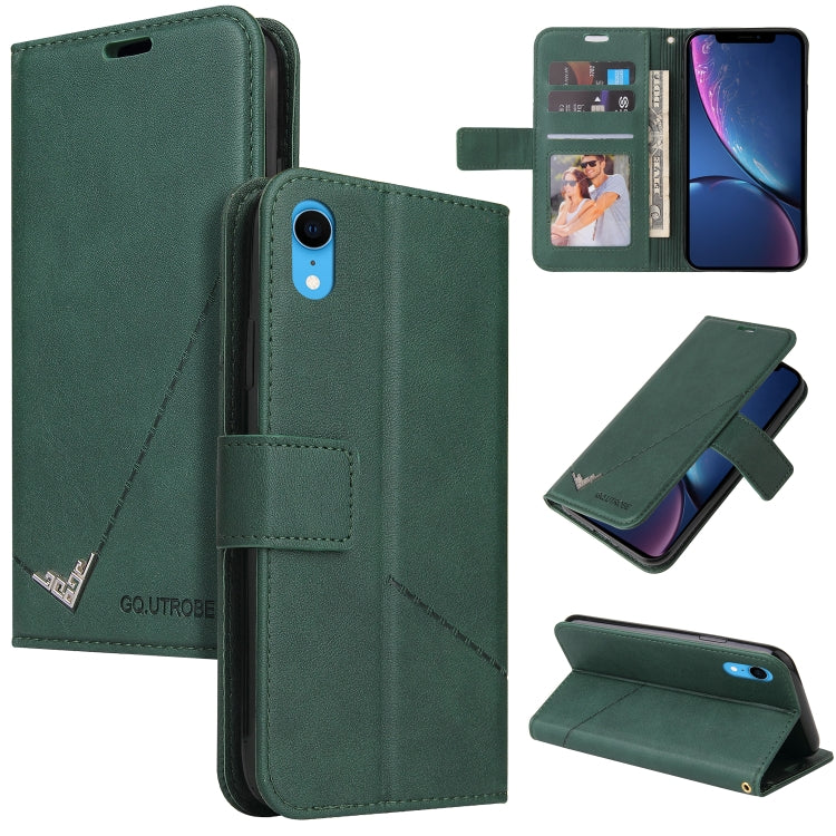 For iPhone XR GQUTROBE Right Angle Leather Phone Case(Green) - HoMEdemic™ 