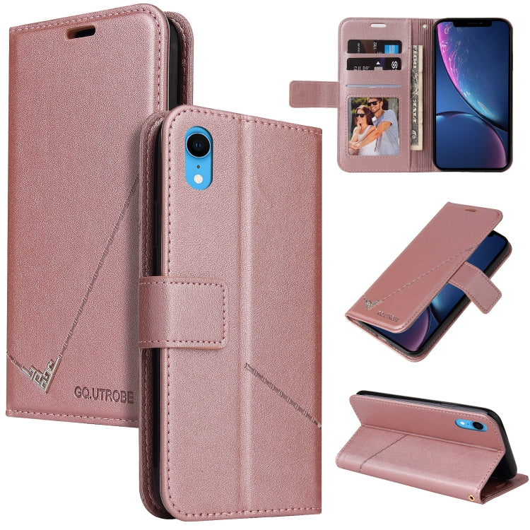 For iPhone XR GQUTROBE Right Angle Leather Phone Case(Rose Gold) - HoMEdemic™ 