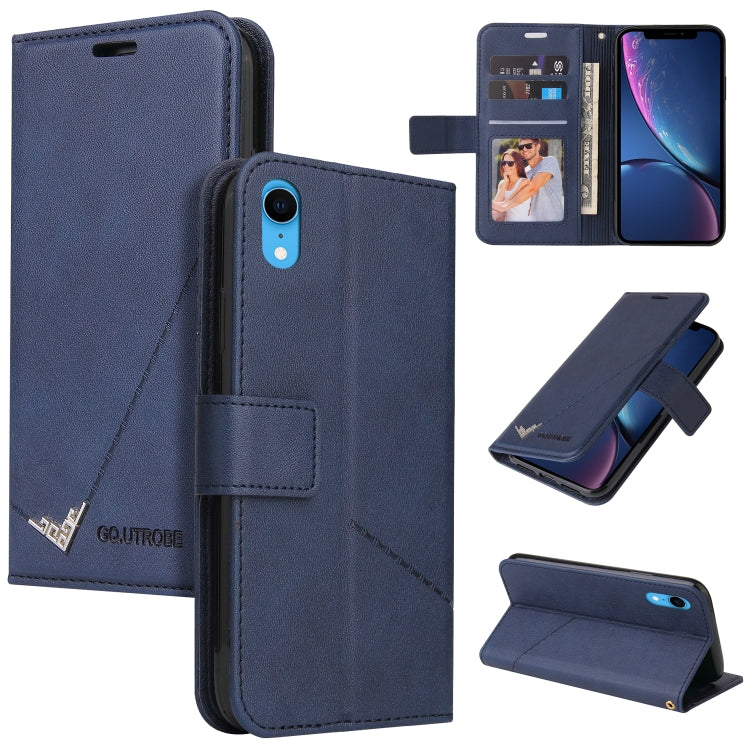 For iPhone XR GQUTROBE Right Angle Leather Phone Case(Blue) - HoMEdemic™ 