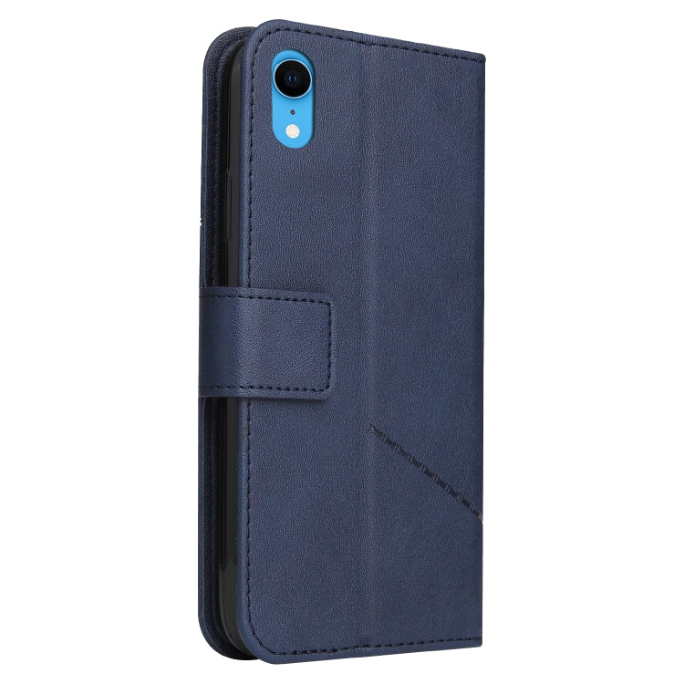 For iPhone XR GQUTROBE Right Angle Leather Phone Case(Blue) - HoMEdemic™ 