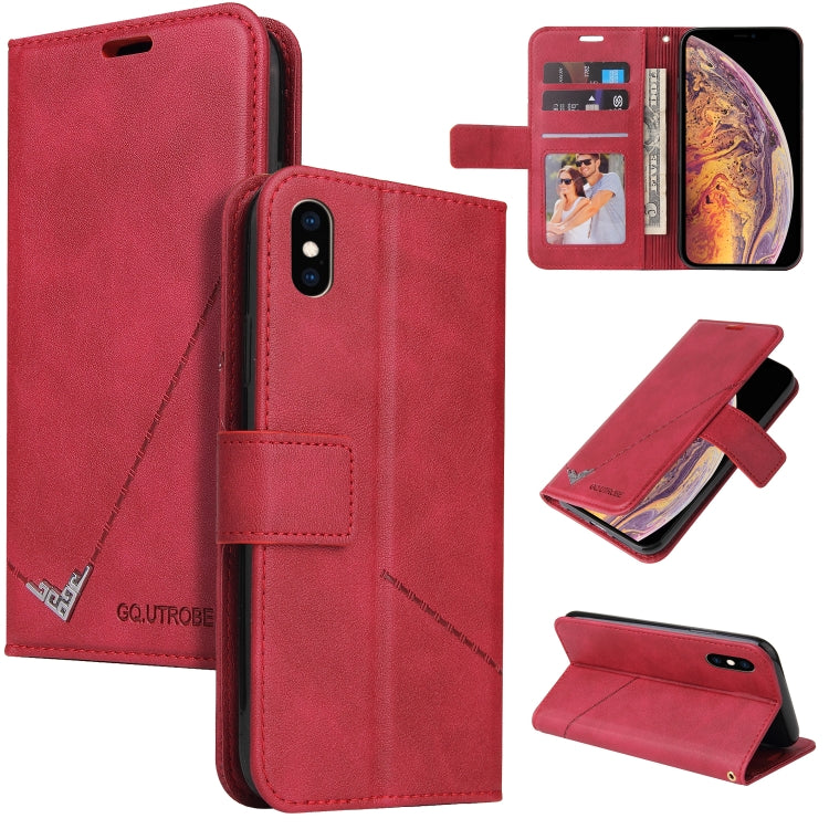 For iPhone XS Max GQUTROBE Right Angle Leather Phone Case(Red) - HoMEdemic™ 