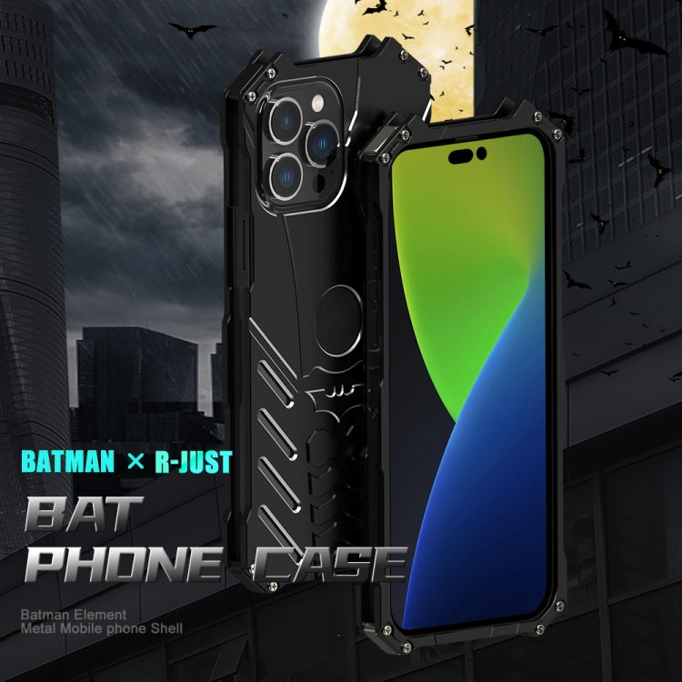 For iPhone 14 R-JUST Batman Metal Mobile Phone Protective Case (Black) - HoMEdemic™ 
