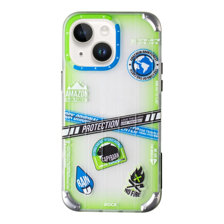 For iPhone 14 Plus ROCK InShare Travel Series PC+TPU Phone Case (Tropical Rainforest) - HoMEdemic™ 