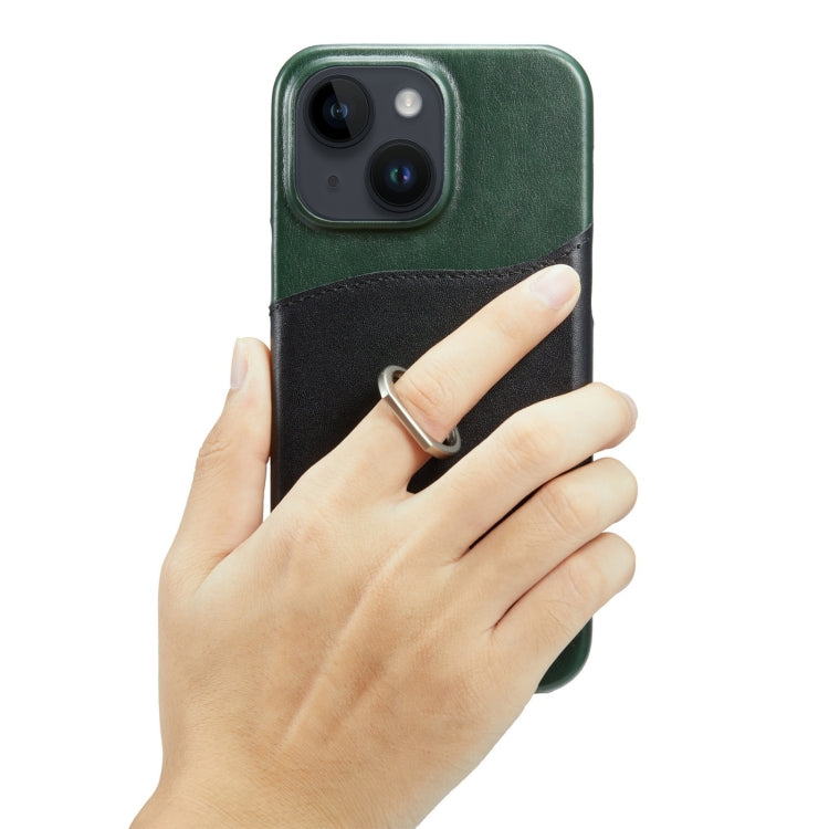 For iPhone 14 Fierre Shann Oil Wax Texture Genuine Leather Back Case (Black) - HoMEdemic™ 