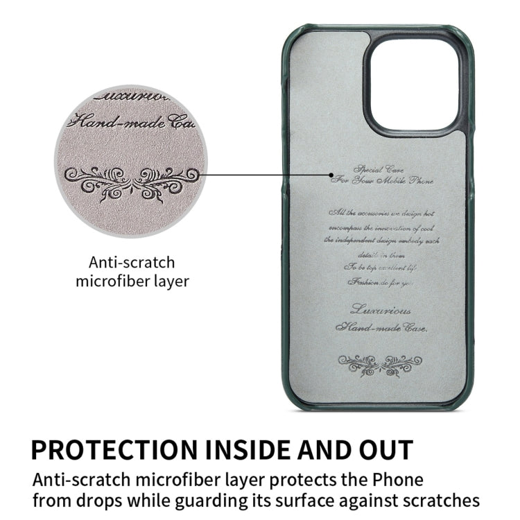 For iPhone 14 Fierre Shann Oil Wax Texture Genuine Leather Back Case (Black) - HoMEdemic™ 