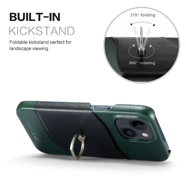 For iPhone 14 Fierre Shann Oil Wax Texture Genuine Leather Back Case (Black) - HoMEdemic™ 