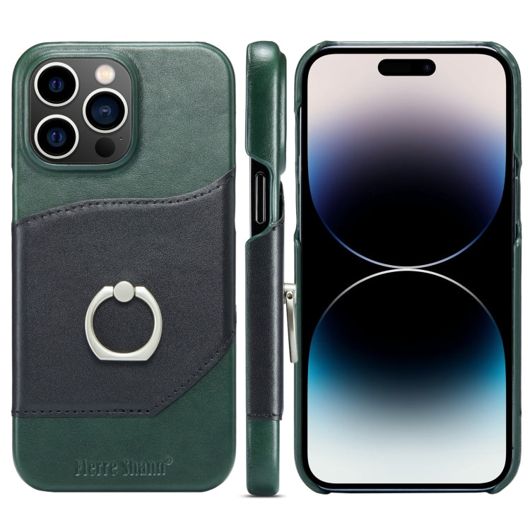 For iPhone 14 Pro Fierre Shann Oil Wax Texture Genuine Leather Back Case(Black) - HoMEdemic™ 
