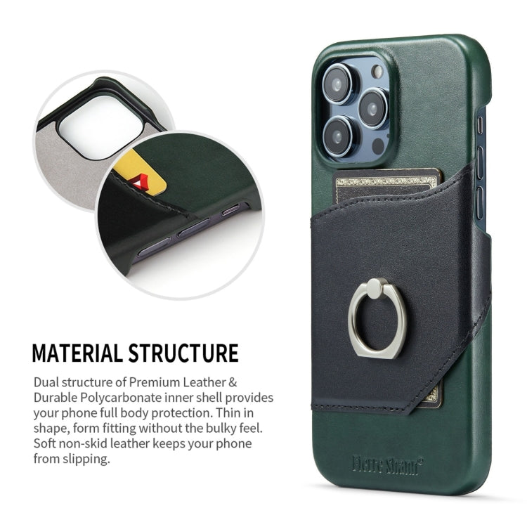 For iPhone 14 Pro Fierre Shann Oil Wax Texture Genuine Leather Back Case(Black) - HoMEdemic™ 