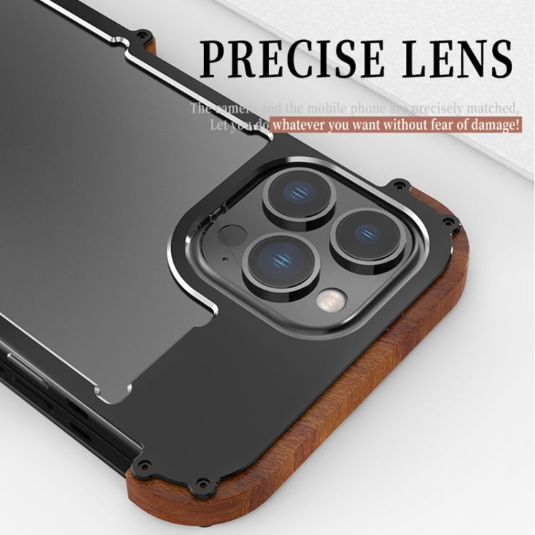 For iPhone 14 Pro R-JUST Ironwood Generation Metal + Wood Phone Case - HoMEdemic™ 