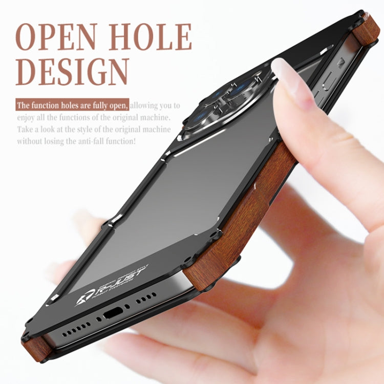 For iPhone 14 Pro R-JUST Ironwood Generation Metal + Wood Phone Case - HoMEdemic™ 