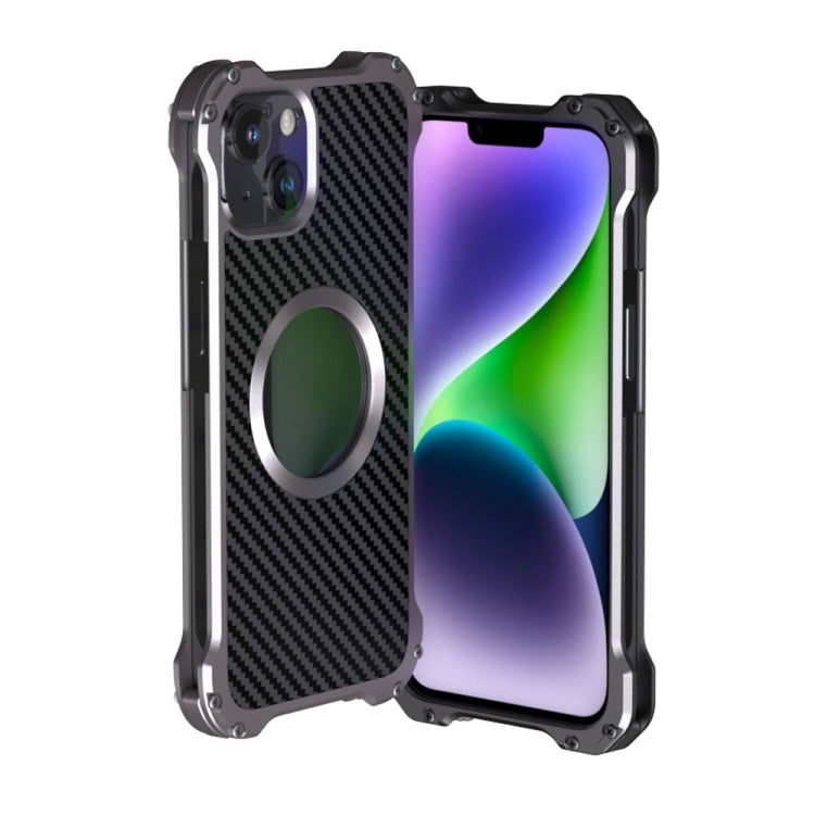For iPhone 14 R-JUST RJ51 Hollow Shockproof Metal Phone Case (Dark Grey) - HoMEdemic™ 