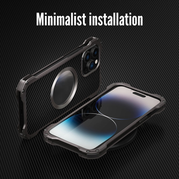 For iPhone 14 Pro R-JUST RJ51 Hollow Shockproof Metal Phone Case(Dark Grey) - HoMEdemic™ 