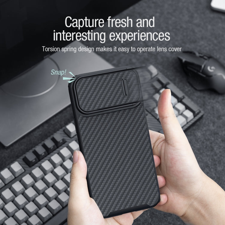 For iPhone 14 NILLKIN Synthetic Fiber Camshield Phone Case(Black) - HoMEdemic™ 