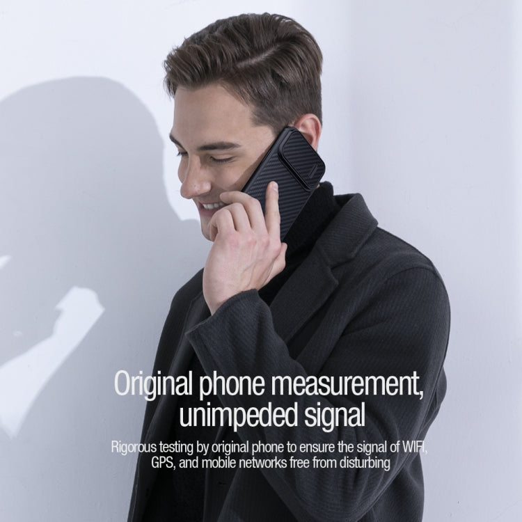For iPhone 14 NILLKIN Synthetic Fiber Camshield Phone Case(Black) - HoMEdemic™ 