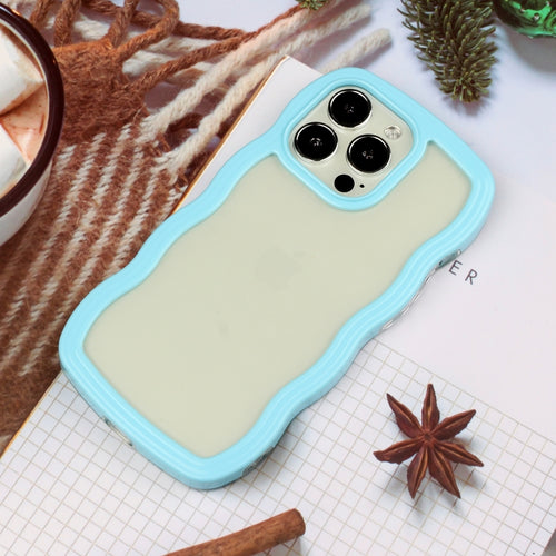 For iPhone 15 Pro Max Candy Color Wave TPU Clear PC Phone Case(Blue) - HoMEdemic™ 