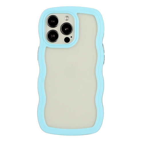 For iPhone 15 Pro Max Candy Color Wave TPU Clear PC Phone Case(Blue) - HoMEdemic™ 