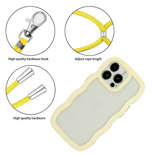 For iPhone 15 Pro Max Lanyard Candy Color Wave TPU Clear PC Phone Case(Yellow) - HoMEdemic™ 