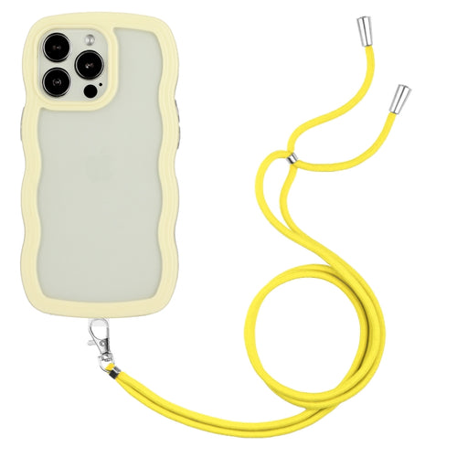 For iPhone 15 Pro Max Lanyard Candy Color Wave TPU Clear PC Phone Case(Yellow) - HoMEdemic™ 