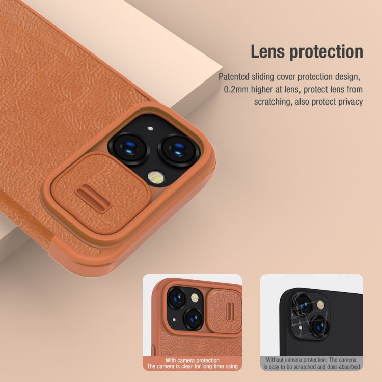 For iPhone 14 Plus  NILLKIN QIN Series Pro Crazy Horse Texture Leather Case(Black) - HoMEdemic™ 