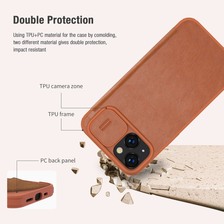 For iPhone 14 Plus  NILLKIN QIN Series Pro Crazy Horse Texture Leather Case(Black) - HoMEdemic™ 