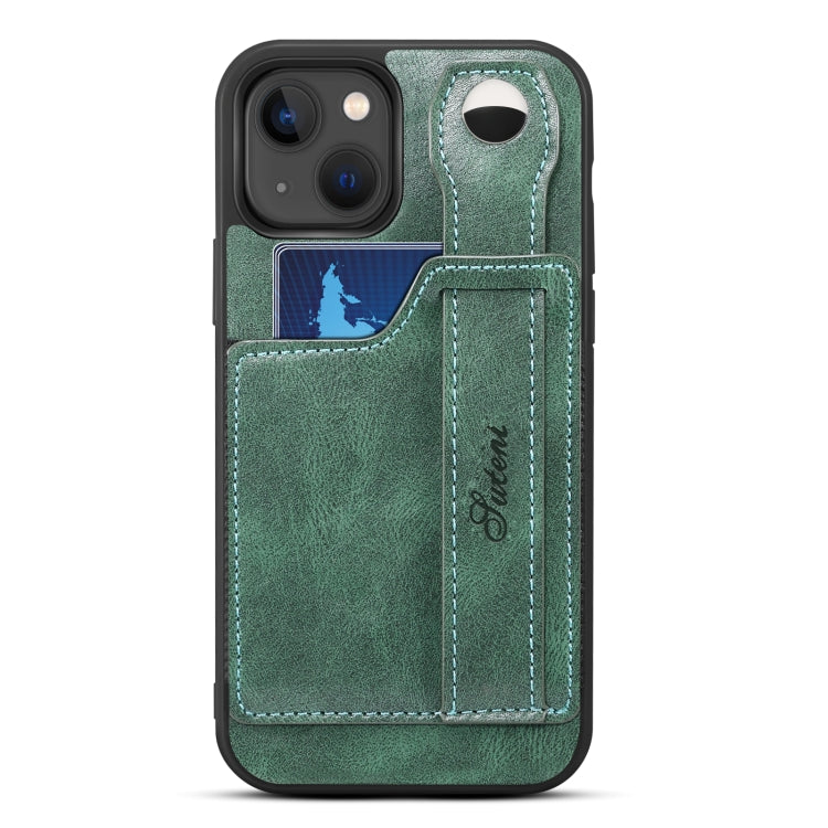 For iPhone 14 Suteni 215 Wrist Strap PU Phone Case(Green) - HoMEdemic™ 