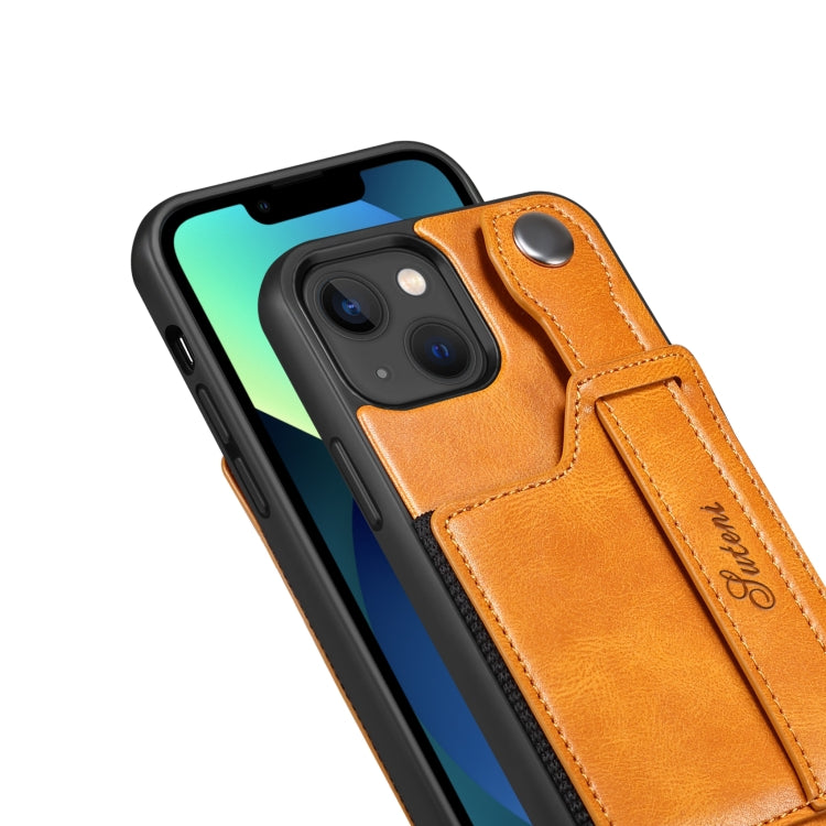 For iPhone 14 Suteni 215 Wrist Strap PU Phone Case(Red) - HoMEdemic™ 