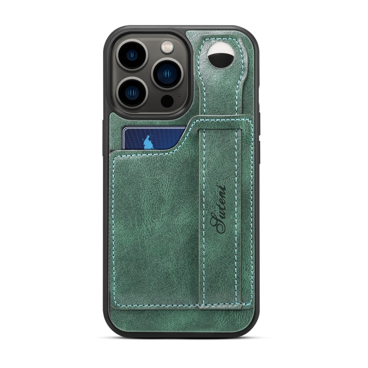 For iPhone 14 Pro Suteni 215 Wrist Strap PU Phone Case(Green) - HoMEdemic™ 
