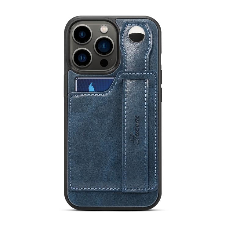 For iPhone 14 Pro Suteni 215 Wrist Strap PU Phone Case(Blue) - HoMEdemic™ 