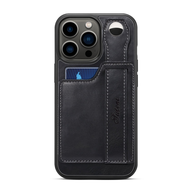 For iPhone 14 Pro Suteni 215 Wrist Strap PU Phone Case(Black) - HoMEdemic™ 