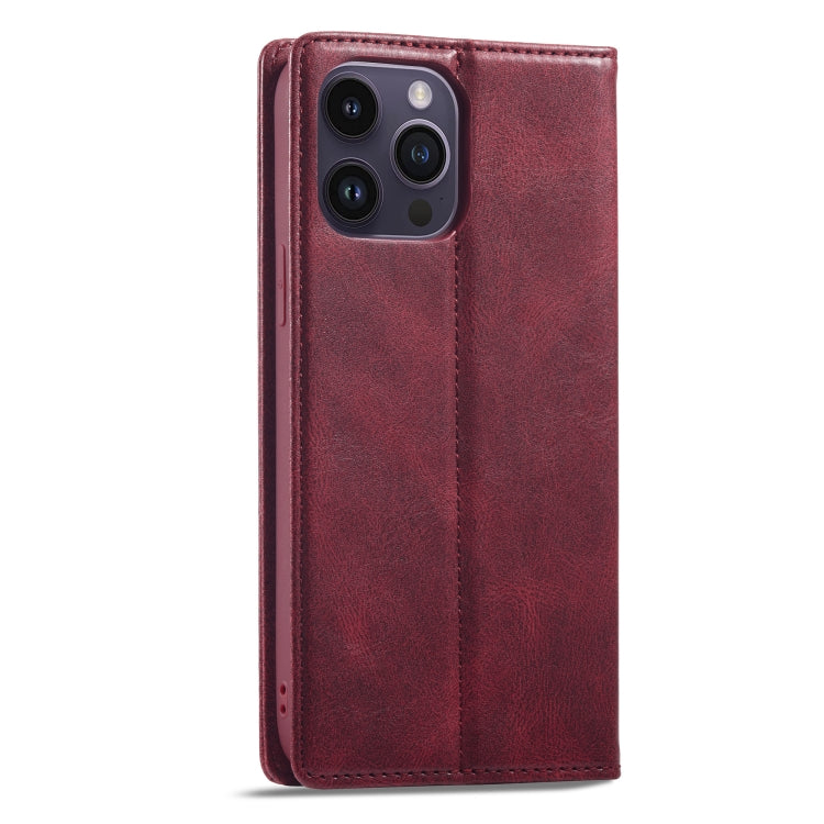 For iPhone 14 Pro LC.IMEEKE RFID Anti-theft Leather Phone Case(Red) - HoMEdemic™ 