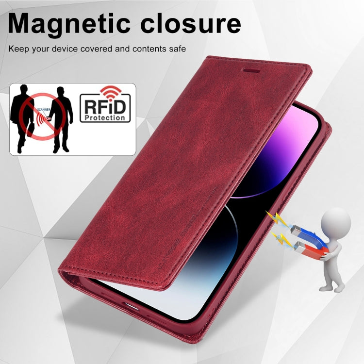 For iPhone 14 Pro LC.IMEEKE RFID Anti-theft Leather Phone Case(Red) - HoMEdemic™ 