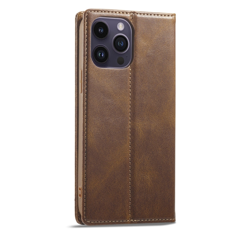 For iPhone 14 Pro Max LC.IMEEKE RFID Anti-theft Leather Phone Case(Brown) - HoMEdemic™ 
