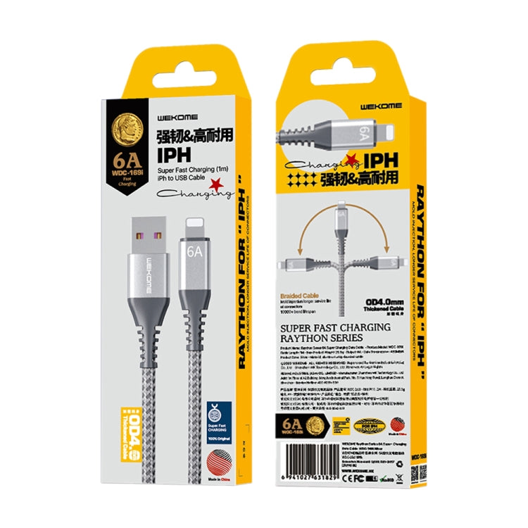 WEKOME WDC-169I Raython Series 6A USB to 8 Pin Fast Charge Data Cable Length: 1m(Silver) - HoMEdemic™ 