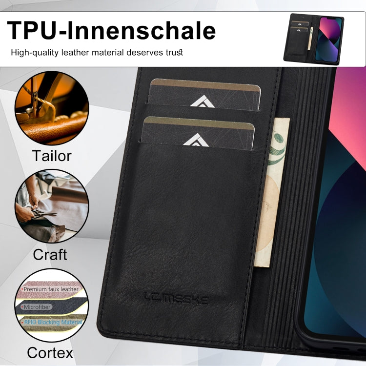 For iPhone 13 Mini LC.IMEEKE RFID Anti-theft Leather Phone Case(Black) - HoMEdemic™ 
