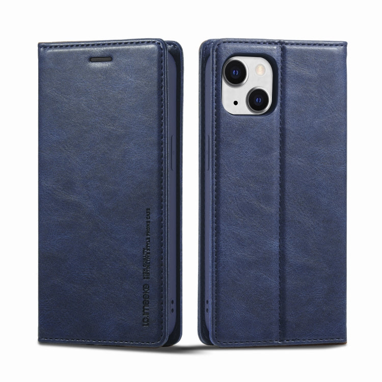 For iPhone 13 Mini LC.IMEEKE RFID Anti-theft Leather Phone Case(Blue) - HoMEdemic™ 