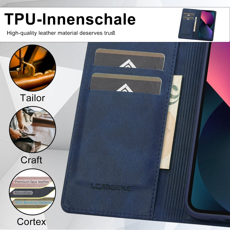 For iPhone 13 Mini LC.IMEEKE RFID Anti-theft Leather Phone Case(Blue) - HoMEdemic™ 