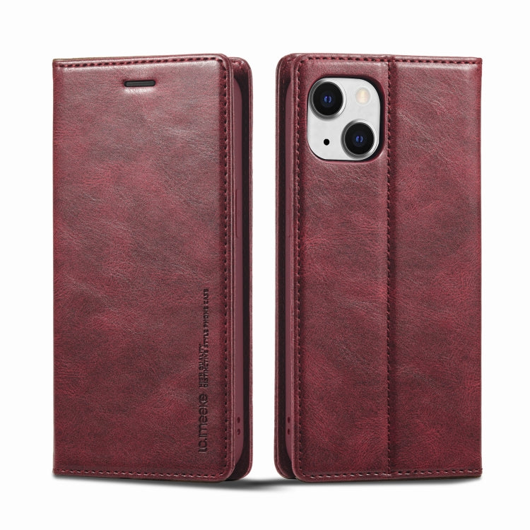 For iPhone 13 Mini LC.IMEEKE RFID Anti-theft Leather Phone Case(Red) - HoMEdemic™ 