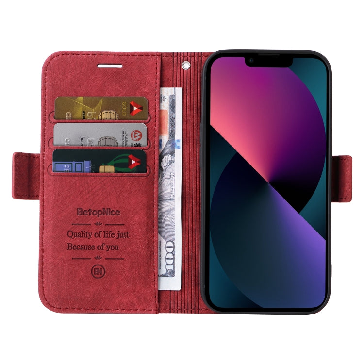 For iPhone 14 BETOPNICE Dual-side Buckle Leather Phone Case(Red) - HoMEdemic™ 