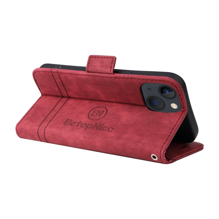 For iPhone 14 BETOPNICE Dual-side Buckle Leather Phone Case(Red) - HoMEdemic™ 
