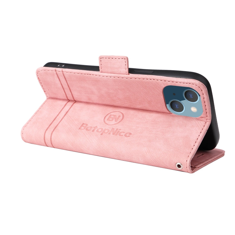 For iPhone 14 Plus BETOPNICE Dual-side Buckle Leather Phone Case(Pink) - HoMEdemic™ 