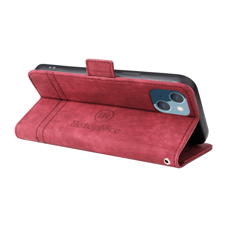 For iPhone 14 Plus BETOPNICE Dual-side Buckle Leather Phone Case(Red) - HoMEdemic™ 