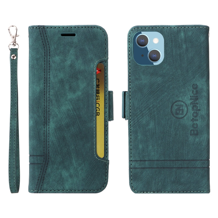 For iPhone 14 Plus BETOPNICE Dual-side Buckle Leather Phone Case(Green) - HoMEdemic™ 