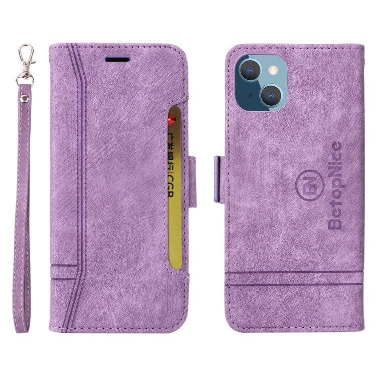 For iPhone 14 Plus BETOPNICE Dual-side Buckle Leather Phone Case(Purple) - HoMEdemic™ 