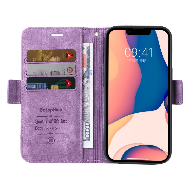 For iPhone 14 Plus BETOPNICE Dual-side Buckle Leather Phone Case(Purple) - HoMEdemic™ 