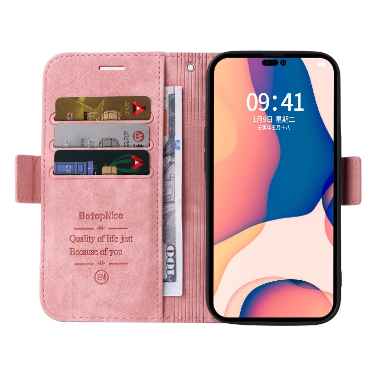 For iPhone 14 Pro BETOPNICE Dual-side Buckle Leather Phone Case(Pink) - HoMEdemic™ 