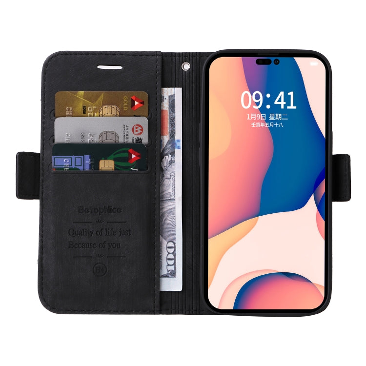 For iPhone 14 Pro BETOPNICE Dual-side Buckle Leather Phone Case(Black) - HoMEdemic™ 