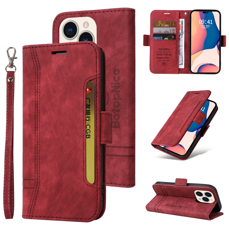 For iPhone 14 Pro BETOPNICE Dual-side Buckle Leather Phone Case(Red) - HoMEdemic™ 
