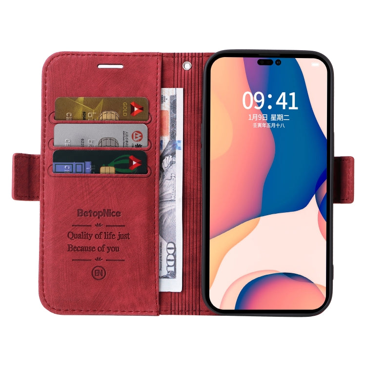 For iPhone 14 Pro BETOPNICE Dual-side Buckle Leather Phone Case(Red) - HoMEdemic™ 