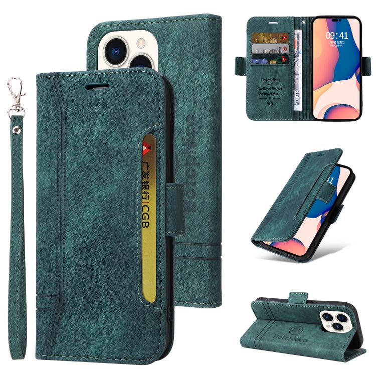 For iPhone 14 Pro BETOPNICE Dual-side Buckle Leather Phone Case(Green) - HoMEdemic™ 