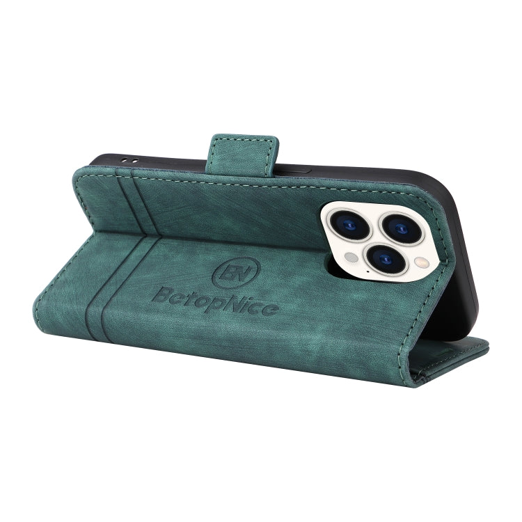 For iPhone 14 Pro BETOPNICE Dual-side Buckle Leather Phone Case(Green) - HoMEdemic™ 